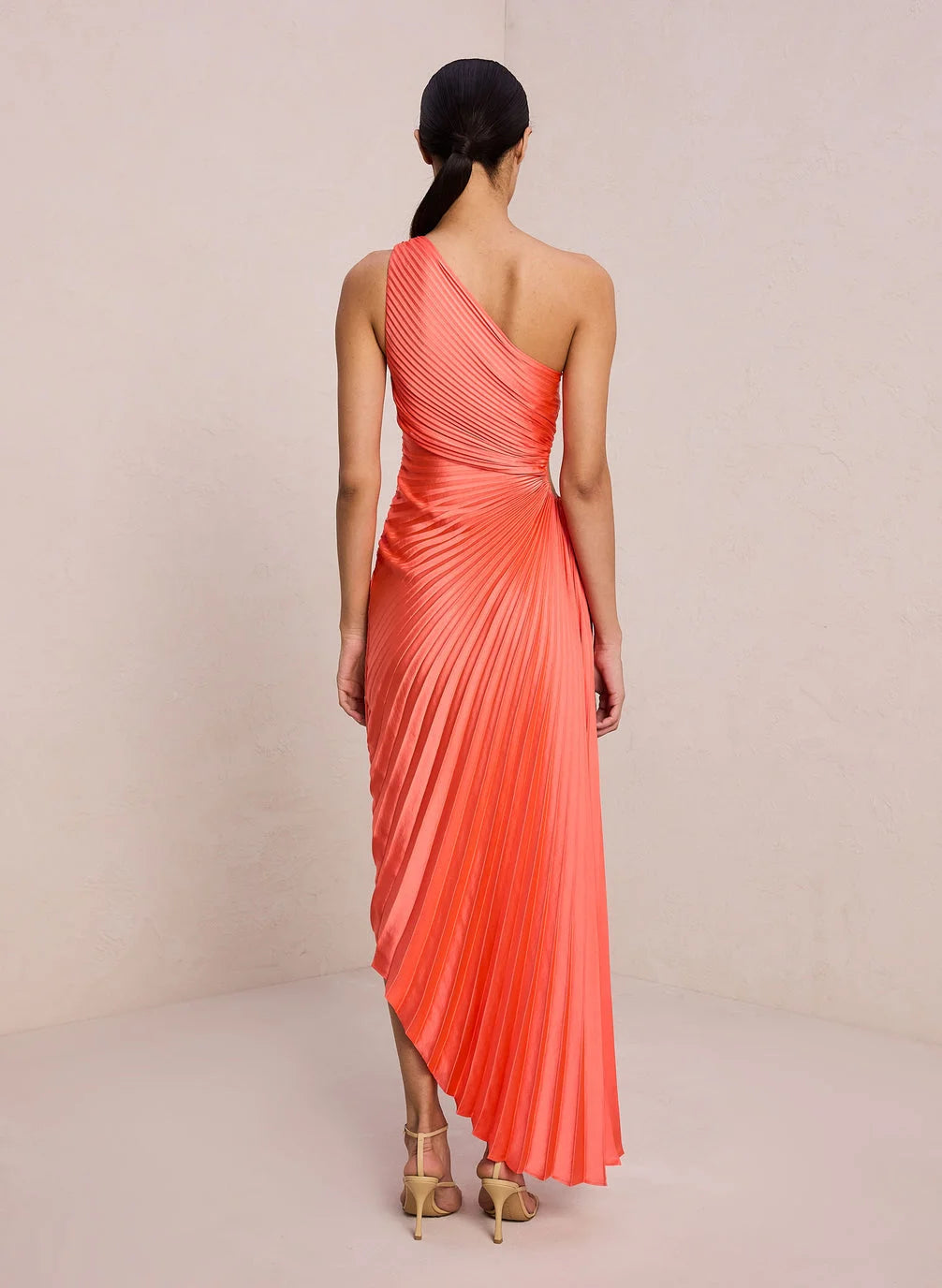 Abito maxi monospalla plissettato da donna - Elegante e fluido