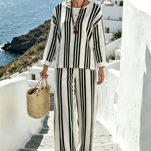 Set donna asimmetrico stampato con top ampio e shorts