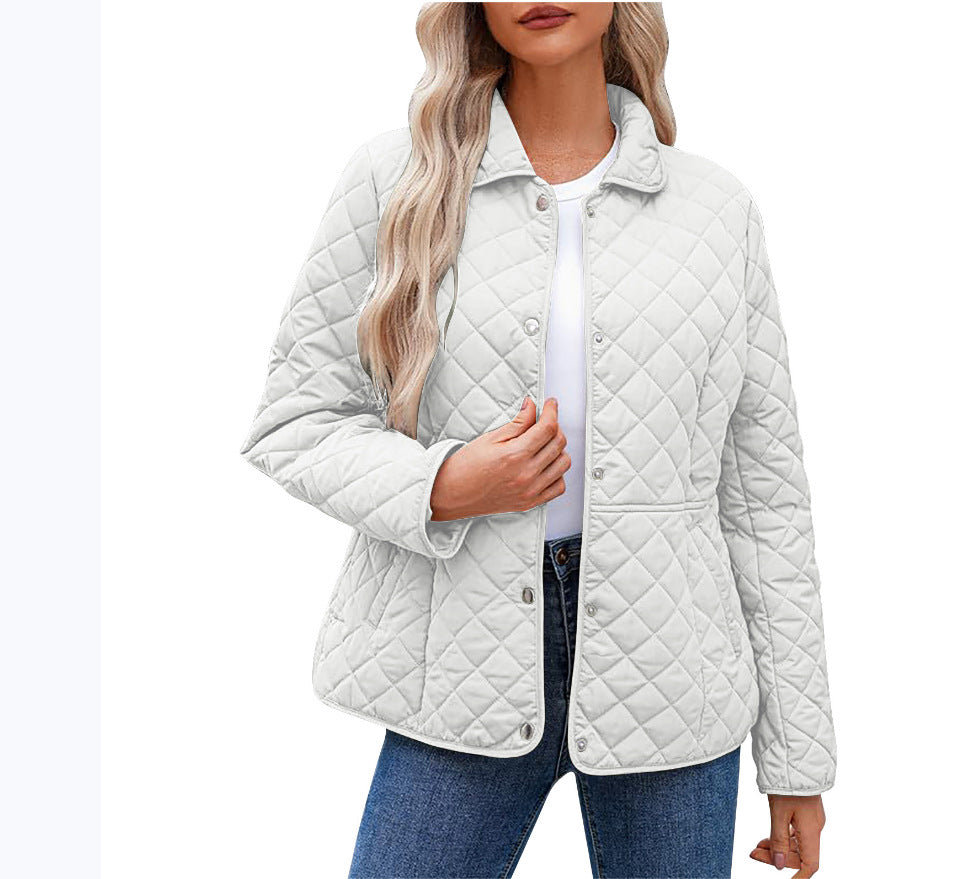 Giacca Trapuntata Donna Tinta Unita – Stile Casual con Collo a Rever Caldo