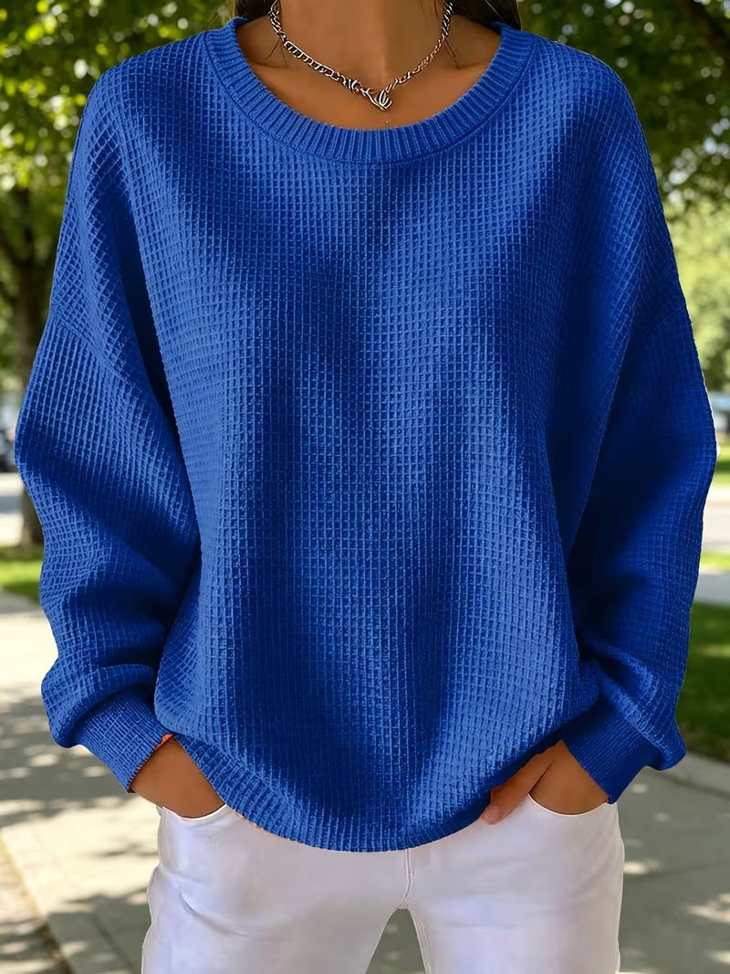 Sweat-shirt femme en patchwork gaufré - Doux et décontracté