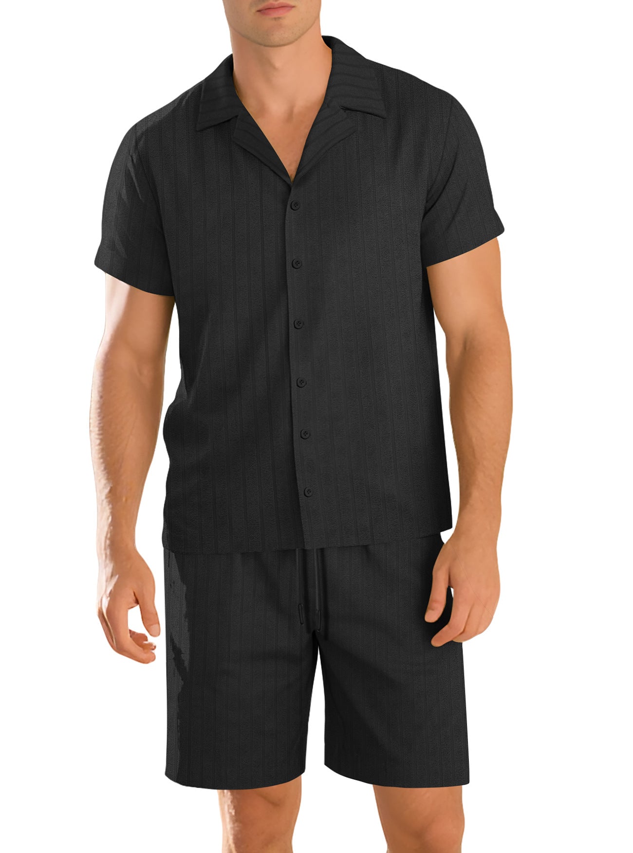 Completo casual da uomo con camicia e pantaloni – Completo resistente a maniche corte per tutti i giorni