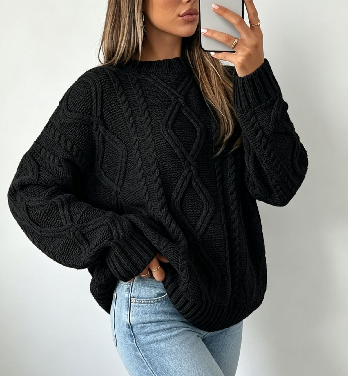 Rummelig sweater til kvinder med rund hals - Blød og afslappet
