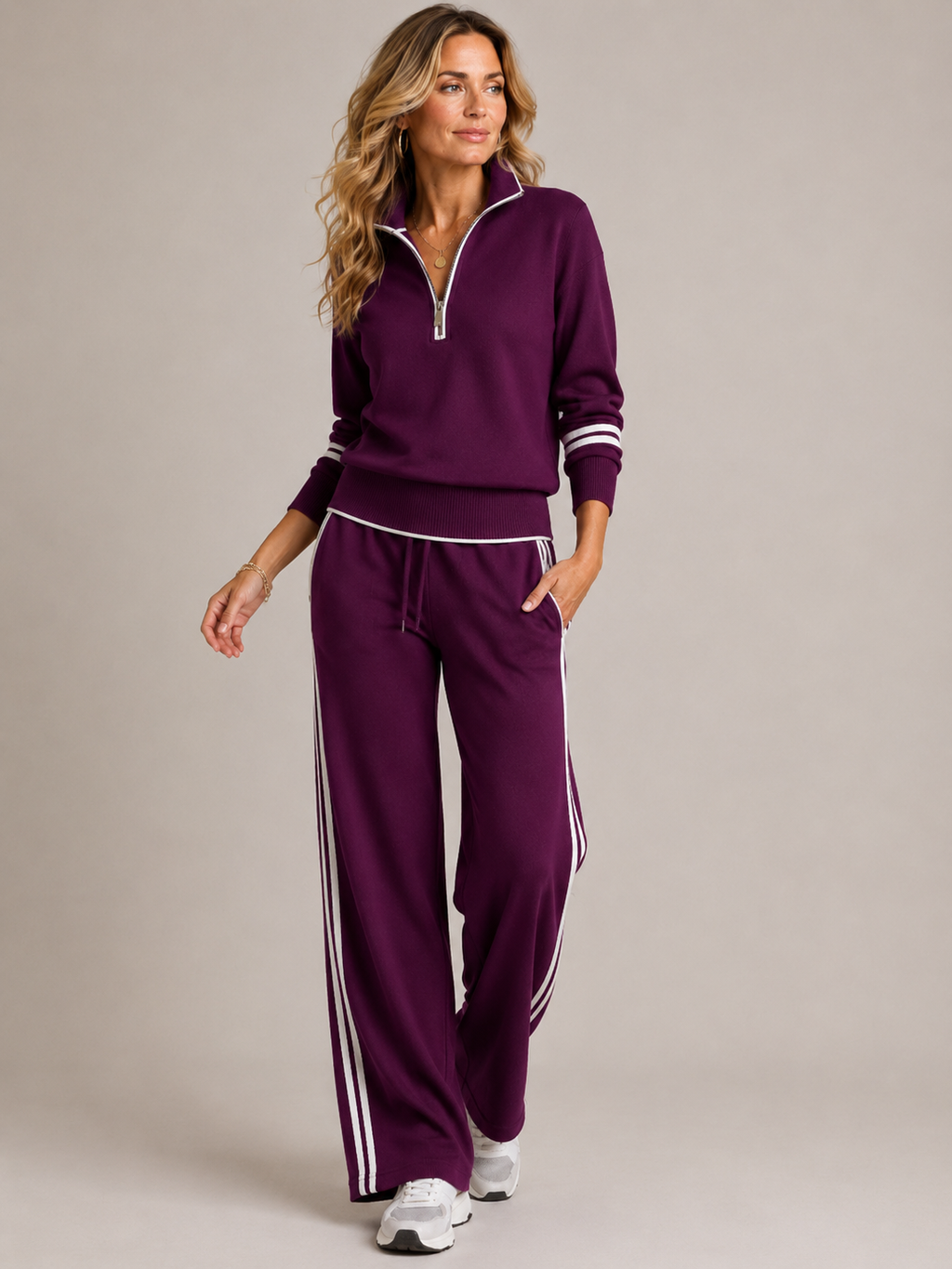 Set da donna con felpa zip e pantaloni - Comodo e moderno