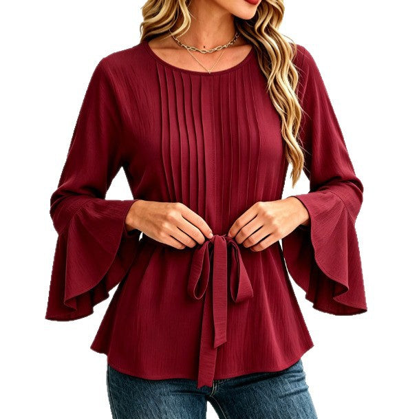 Blusa donna tinta unita a maniche lunghe - Semplice ed elegante