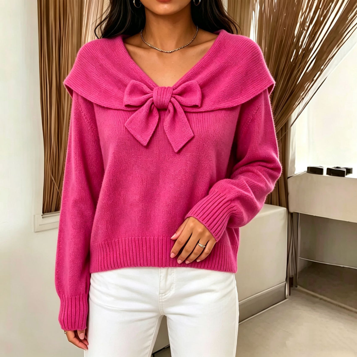 Women's bow sweater - Soft and feminine
