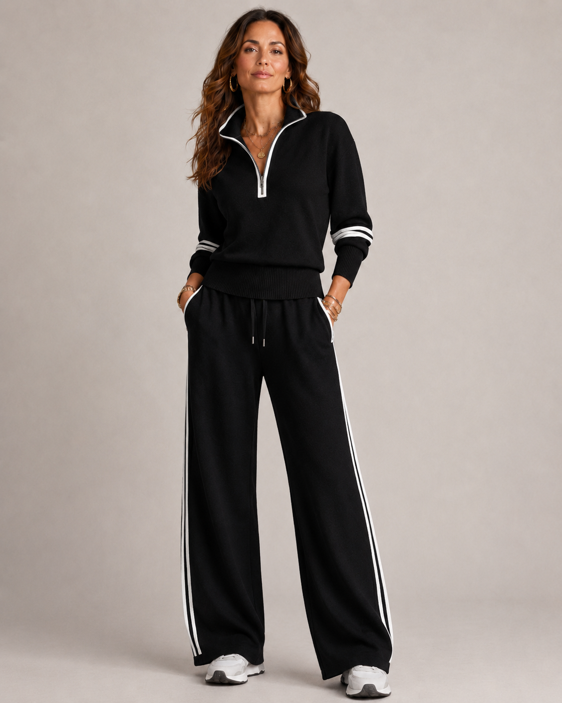 Set da donna con felpa zip e pantaloni - Comodo e moderno