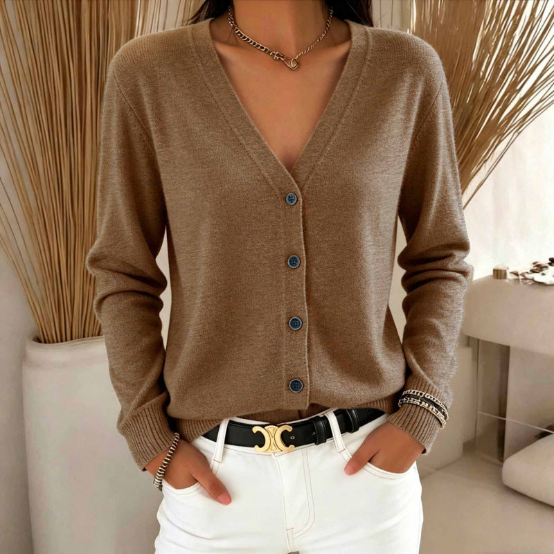 Cardigan pour femme à col en V - Doux et polyvalent