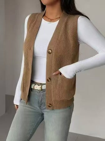 Gilet-pull pour femme avec boutons - Ample et confortable