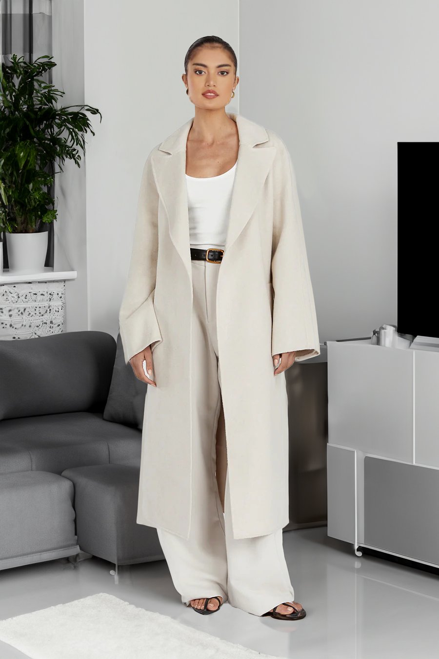 Cappotto invernale donna con colletto ampio - Chic e caldo