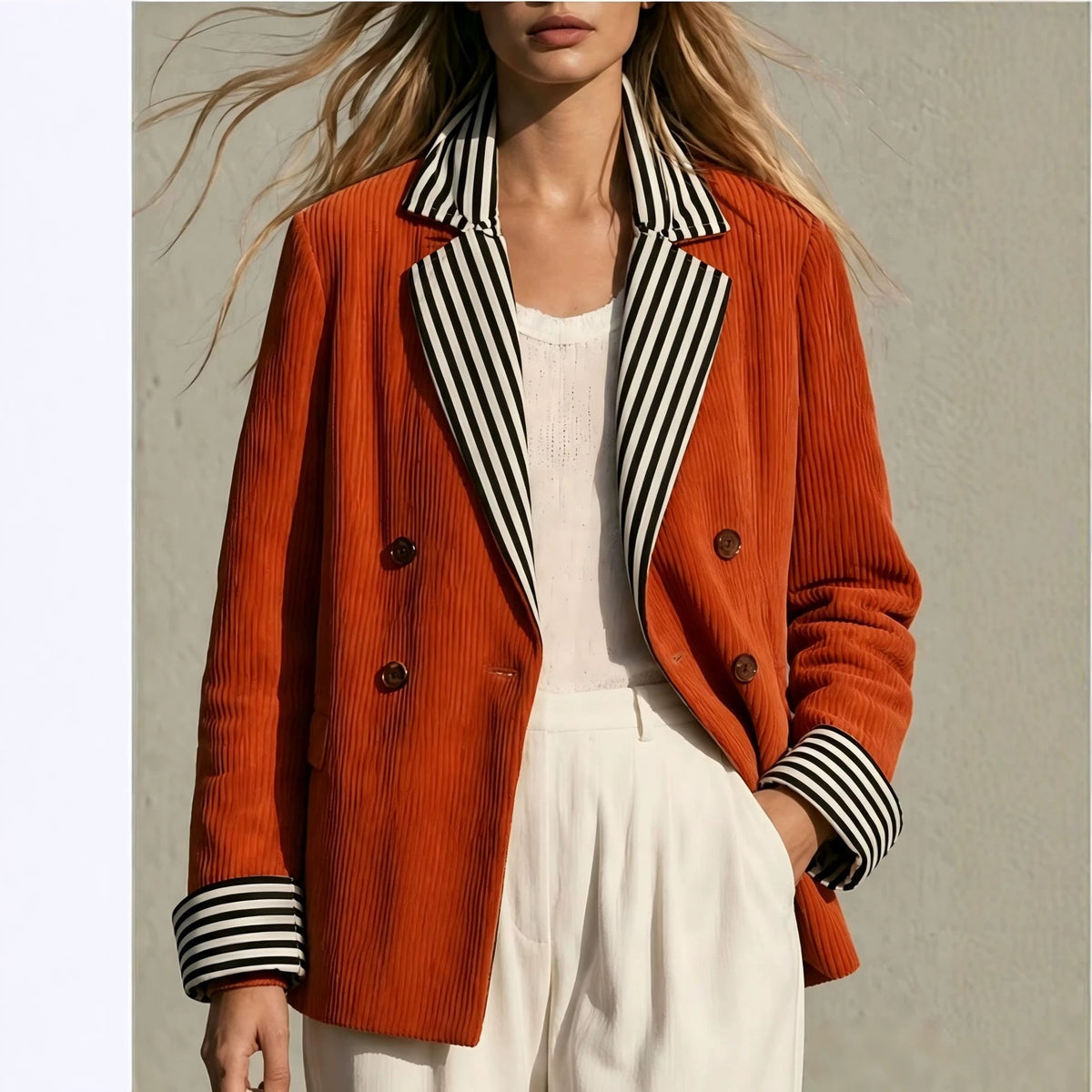 Colorblock-jakke til kvinder i orange – Retro og original