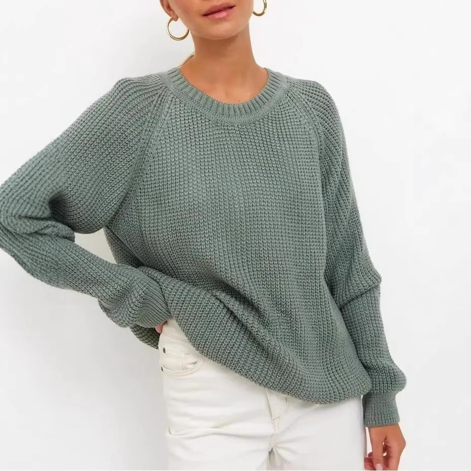 Maglione donna in maglia spessa tinta unita - Caldo morbido e versatile