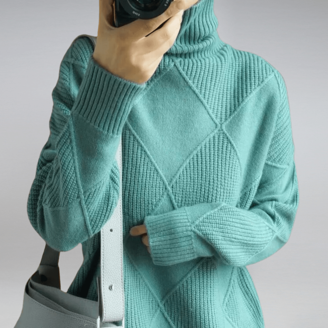 Maglione a collo alto a coste da donna – Maglieria casual