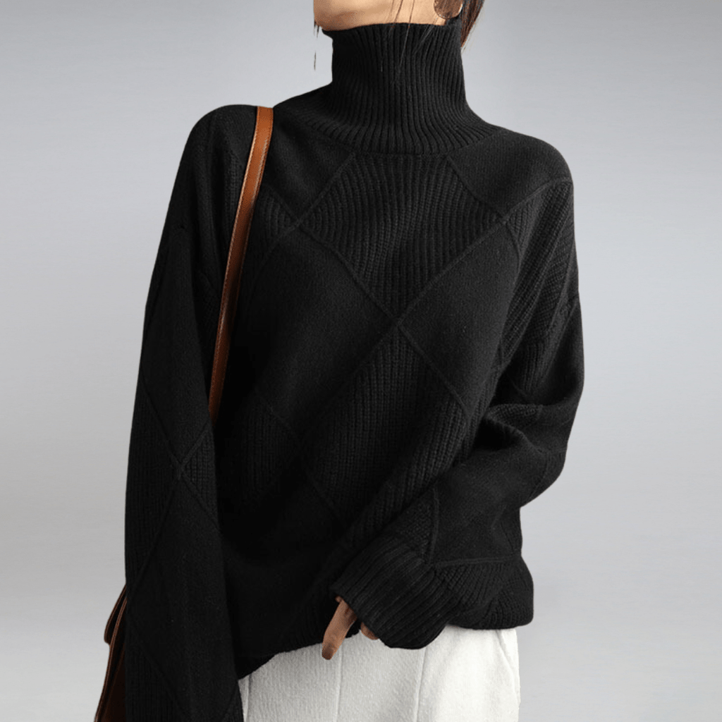 Maglione a collo alto a coste da donna – Maglieria casual