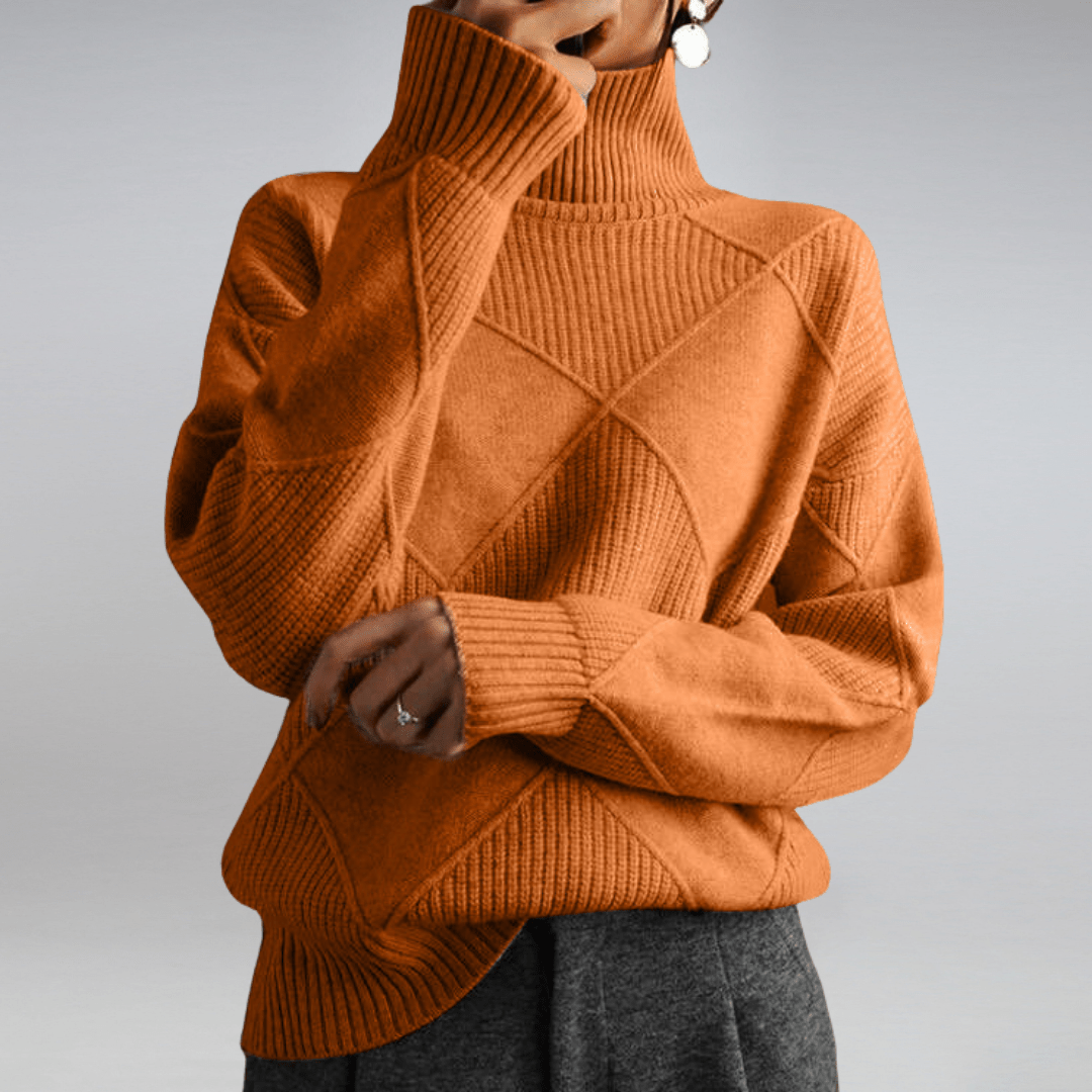 Maglione a collo alto a coste da donna – Maglieria casual
