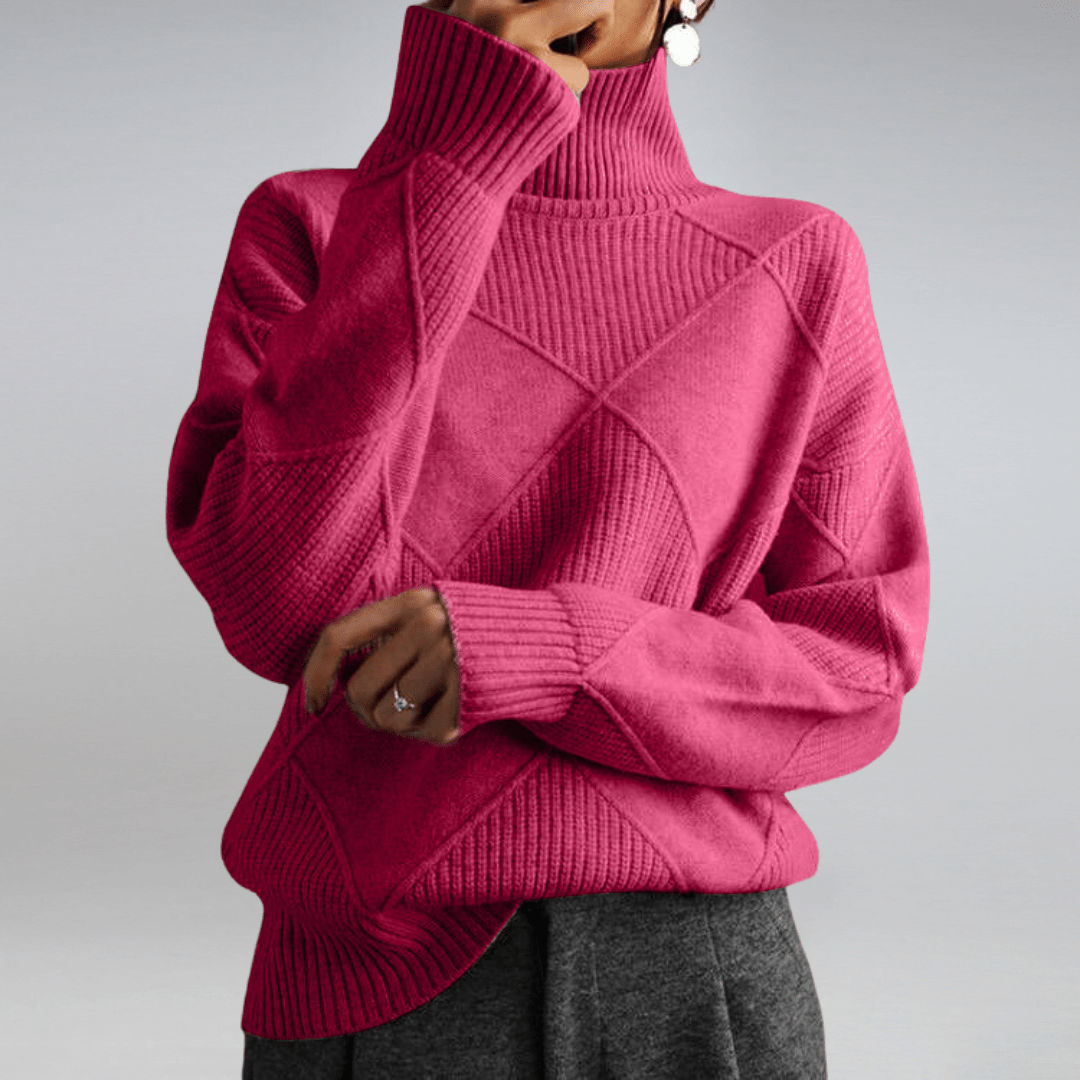 Maglione a collo alto a coste da donna – Maglieria casual
