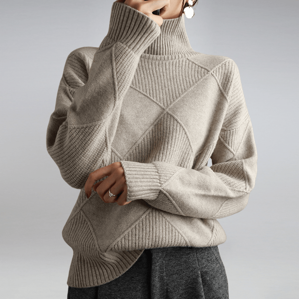 Maglione a collo alto a coste da donna – Maglieria casual