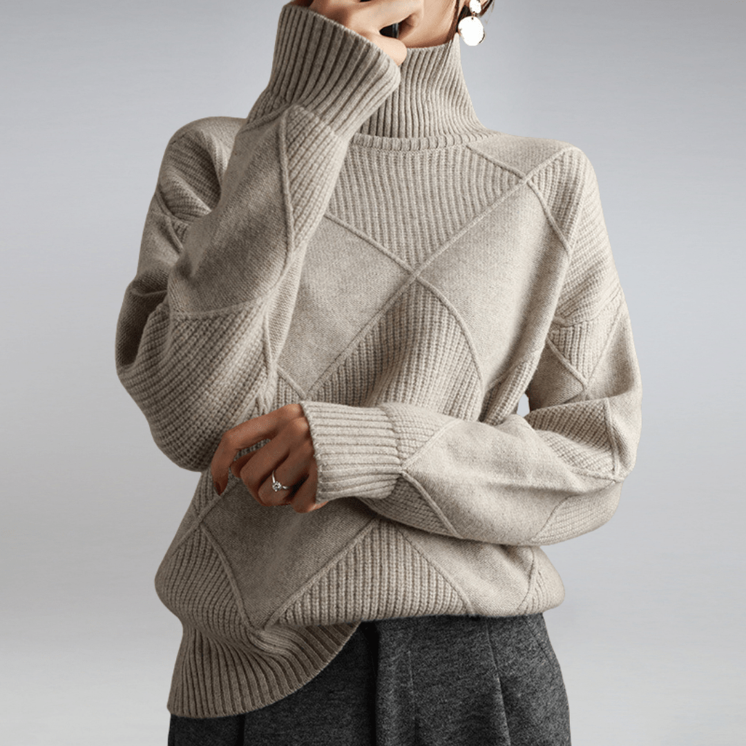 Maglione a collo alto a coste da donna – Maglieria casual