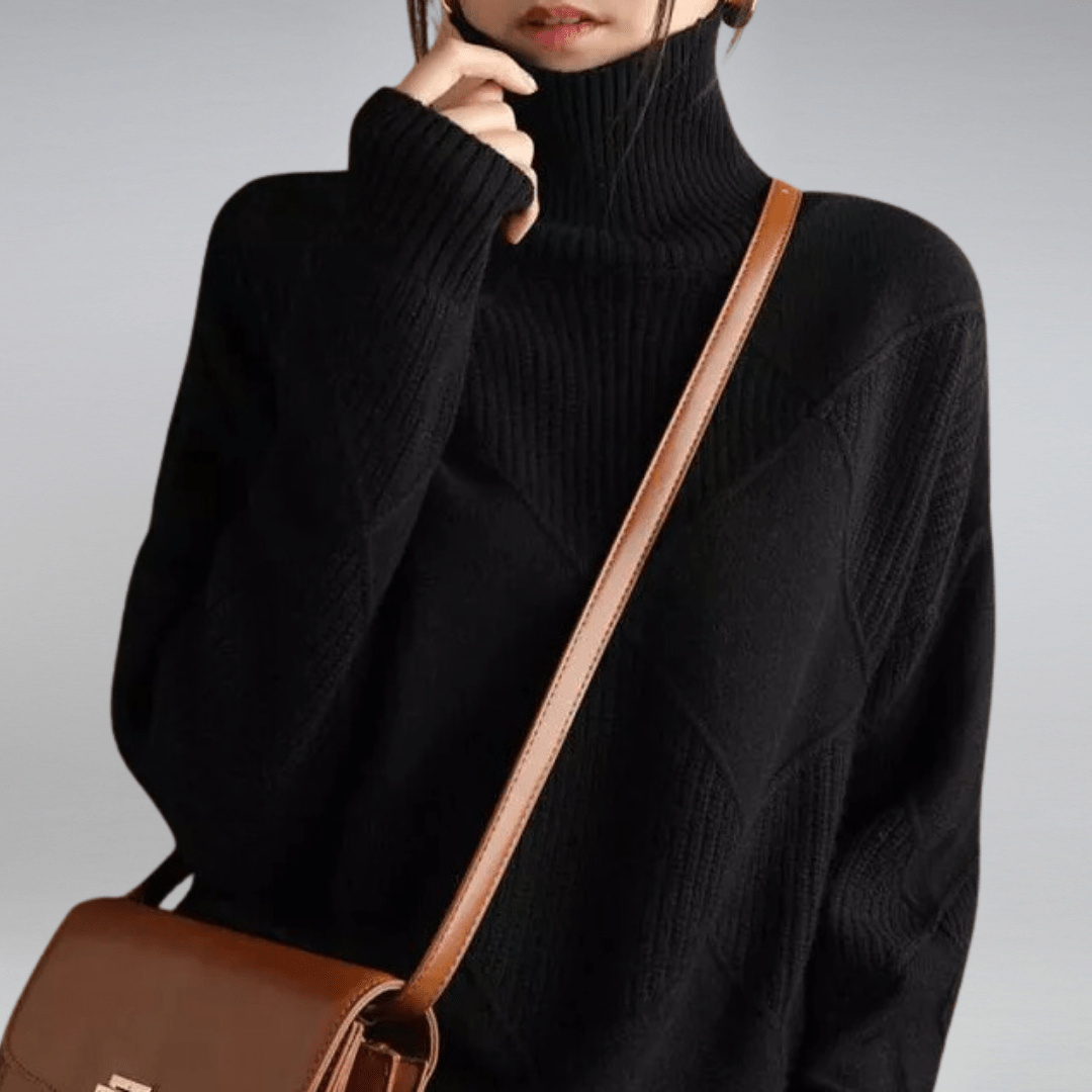Maglione a collo alto a coste da donna – Maglieria casual