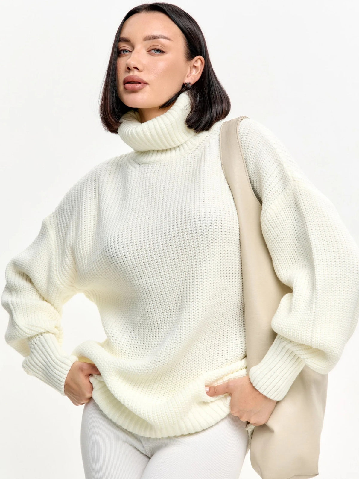 Top femme en maille à col montant - Tendance et chaud