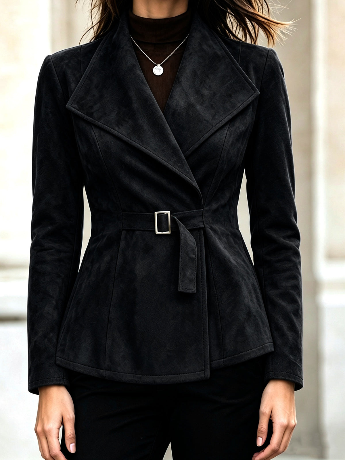Cappotto donna effetto camoscio con revers – Elegante e di tendenza