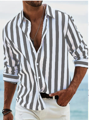 Camicia elegante a righe da uomo – Manica lunga stile casual e moderno