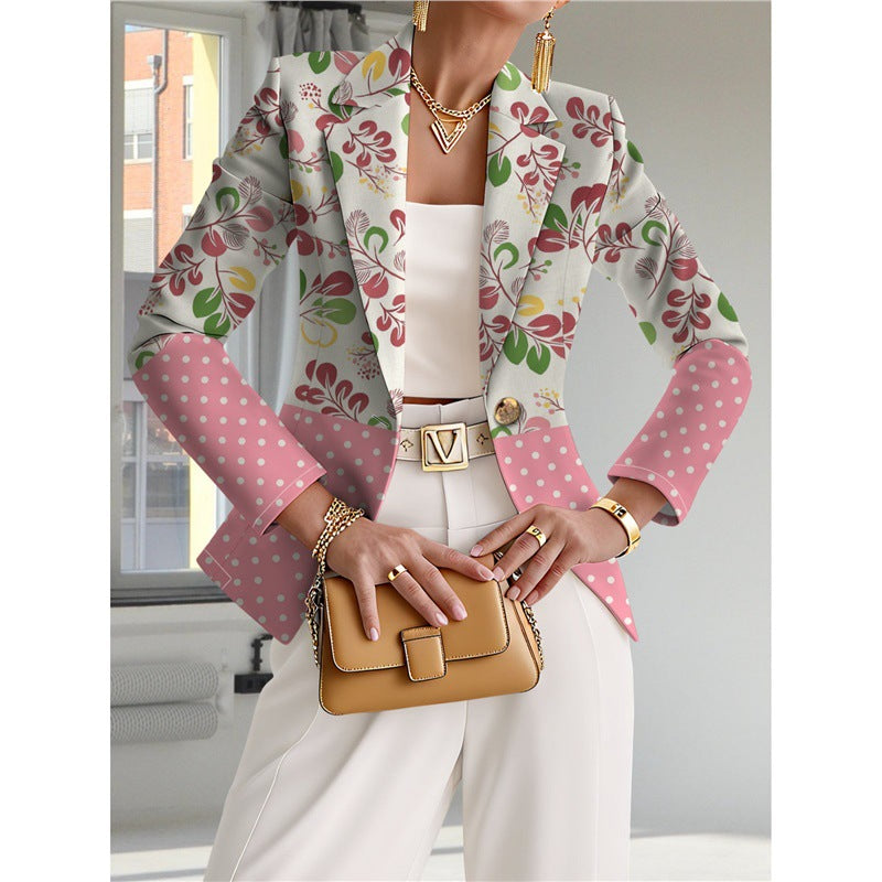 Giacca da donna blu navy a pois bianchi – Stile casual chic ed elegante