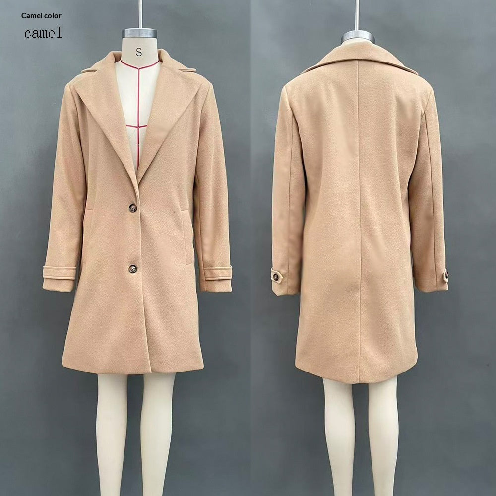 Midi-frakke til kvinder med revers – Retro og chic