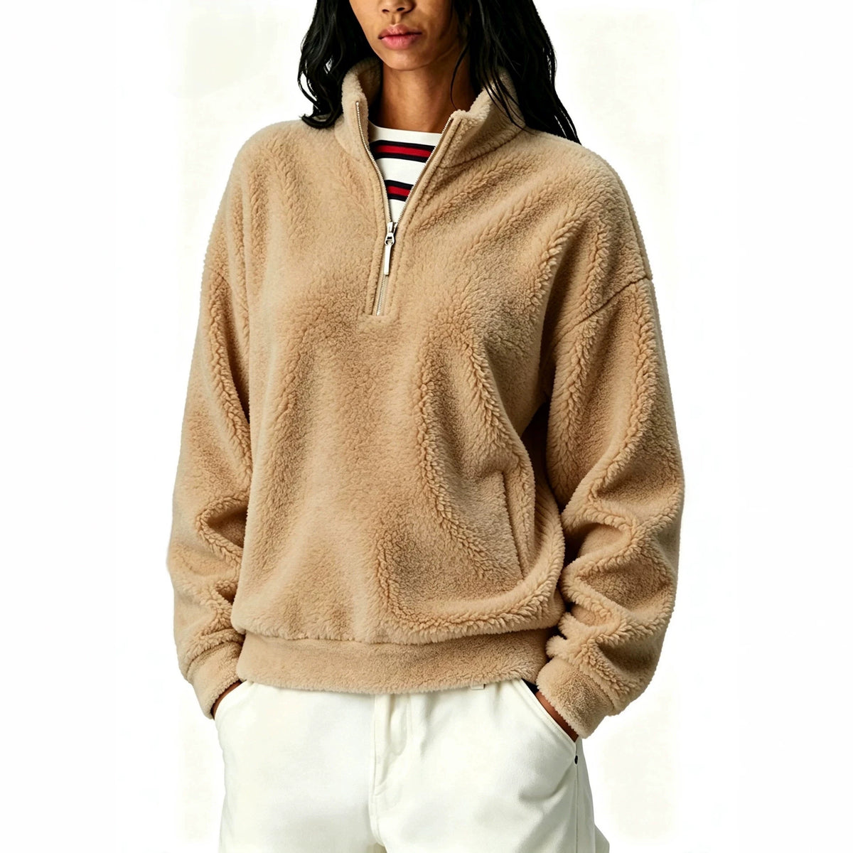 Sudadera de mujer con cremallera y forro polar - Cálida y práctica