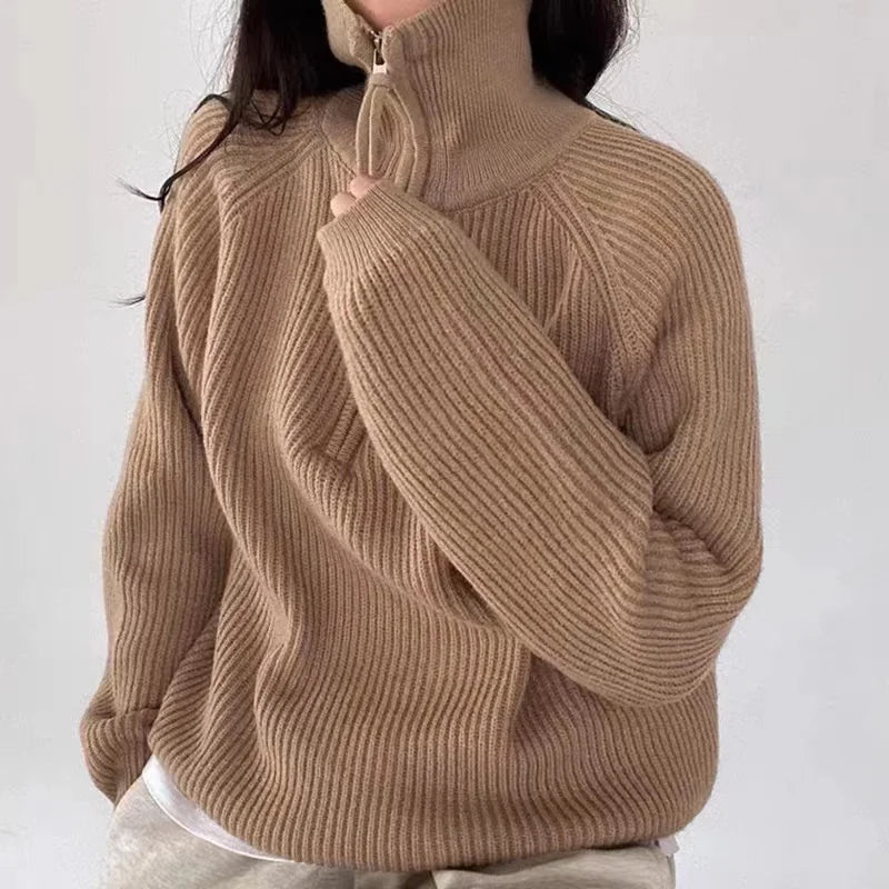 Polosweater til kvinder med halv lynlås – Sporty og behagelig