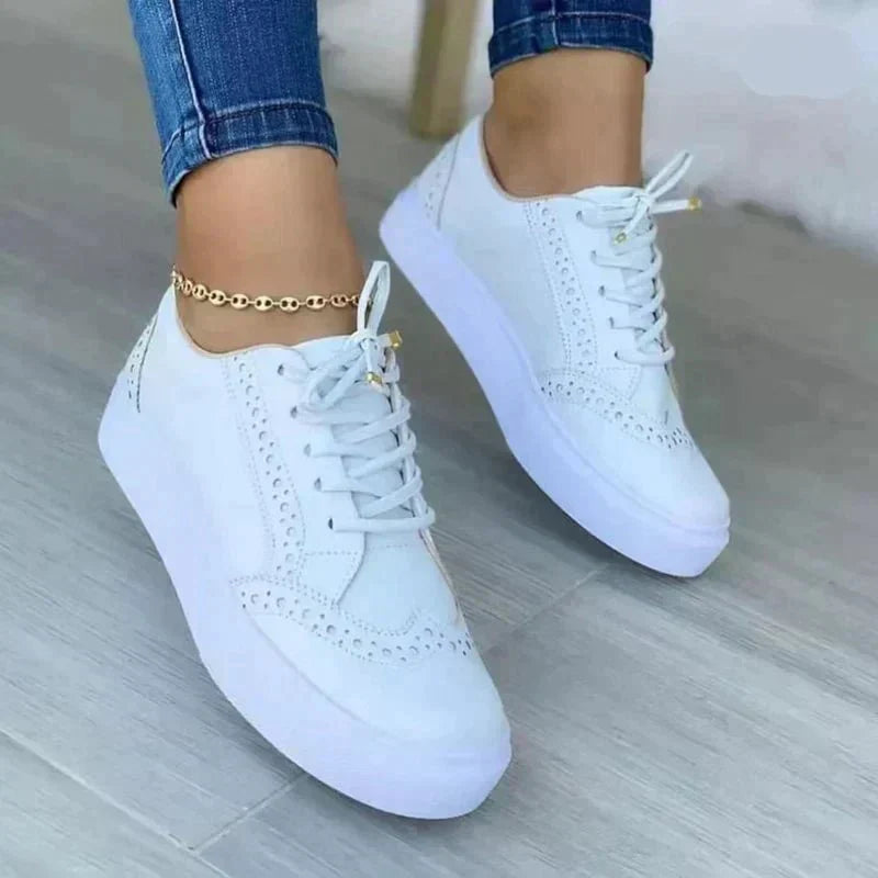 Sneakers ortopediche in pelle scamosciata con lacci da donna - Scarpe comode da passeggio