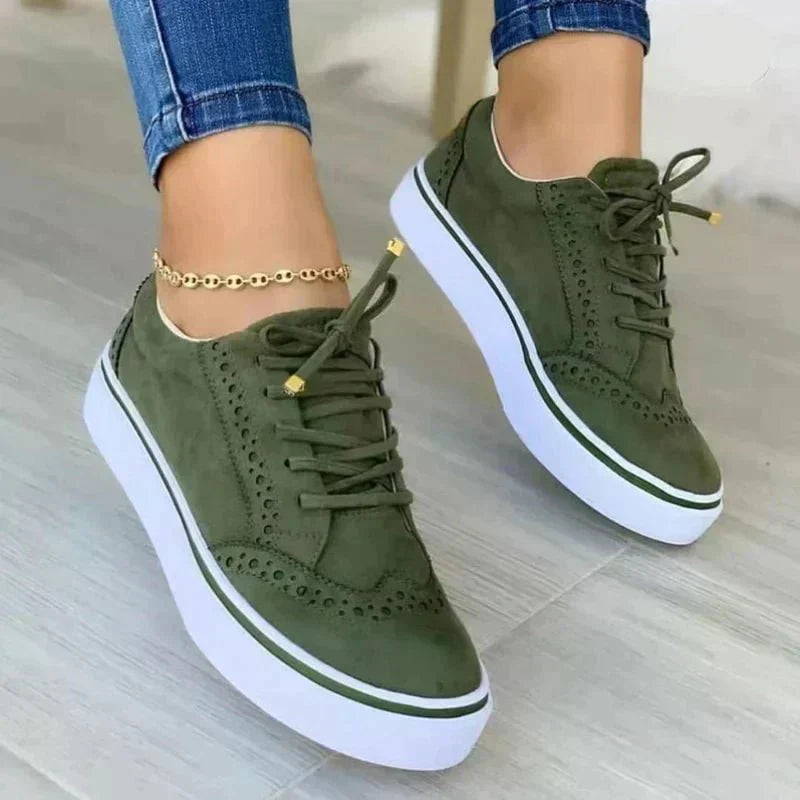 Sneakers ortopediche in pelle scamosciata con lacci da donna - Scarpe comode da passeggio