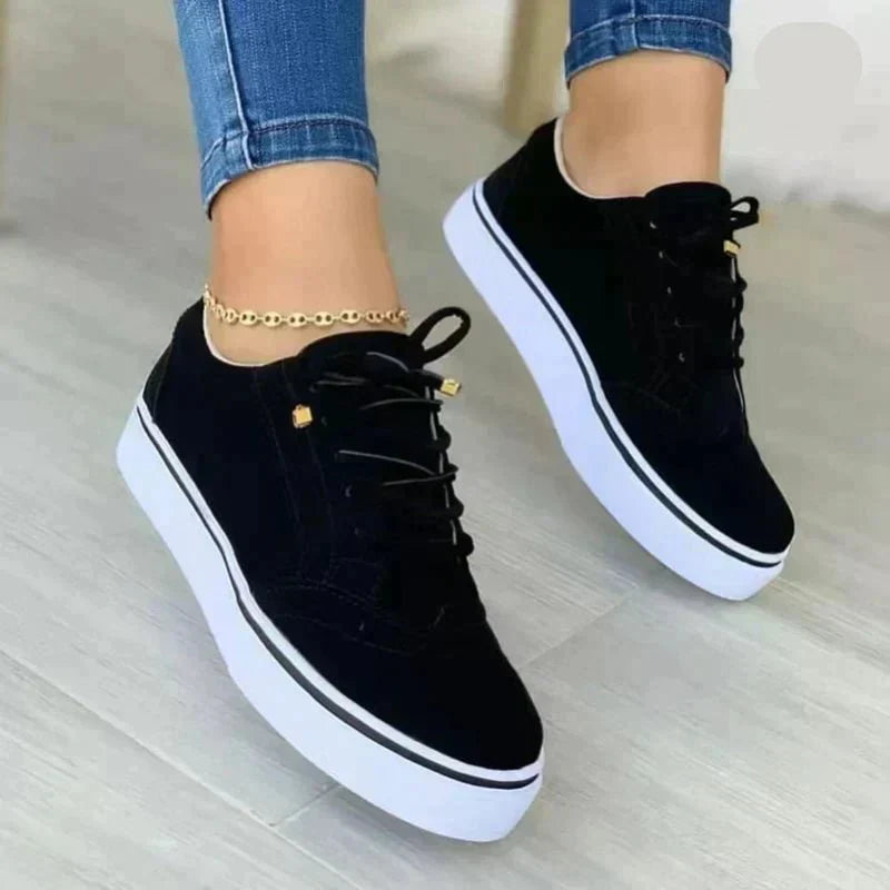 Sneakers ortopediche in pelle scamosciata con lacci da donna - Scarpe comode da passeggio