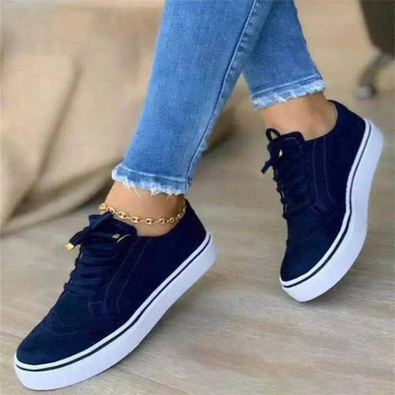 Sneakers ortopediche in pelle scamosciata con lacci da donna - Scarpe comode da passeggio
