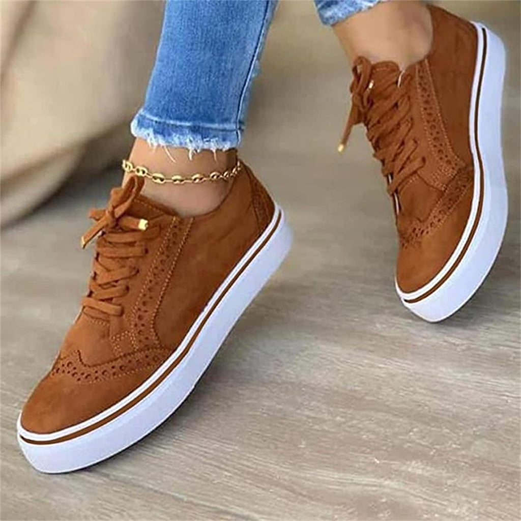 Sneakers ortopediche in pelle scamosciata con lacci da donna - Scarpe comode da passeggio