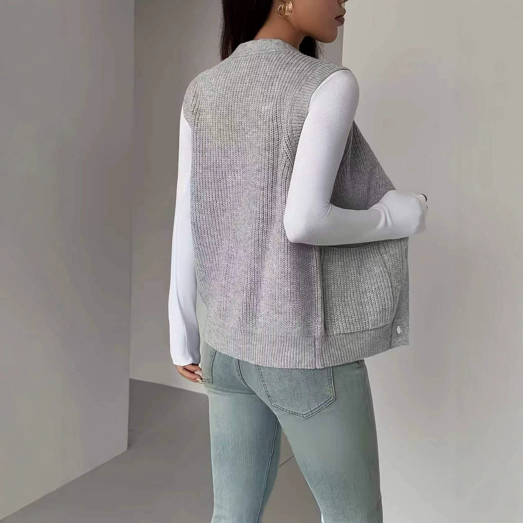 Gilet-pull pour femme avec boutons - Ample et confortable