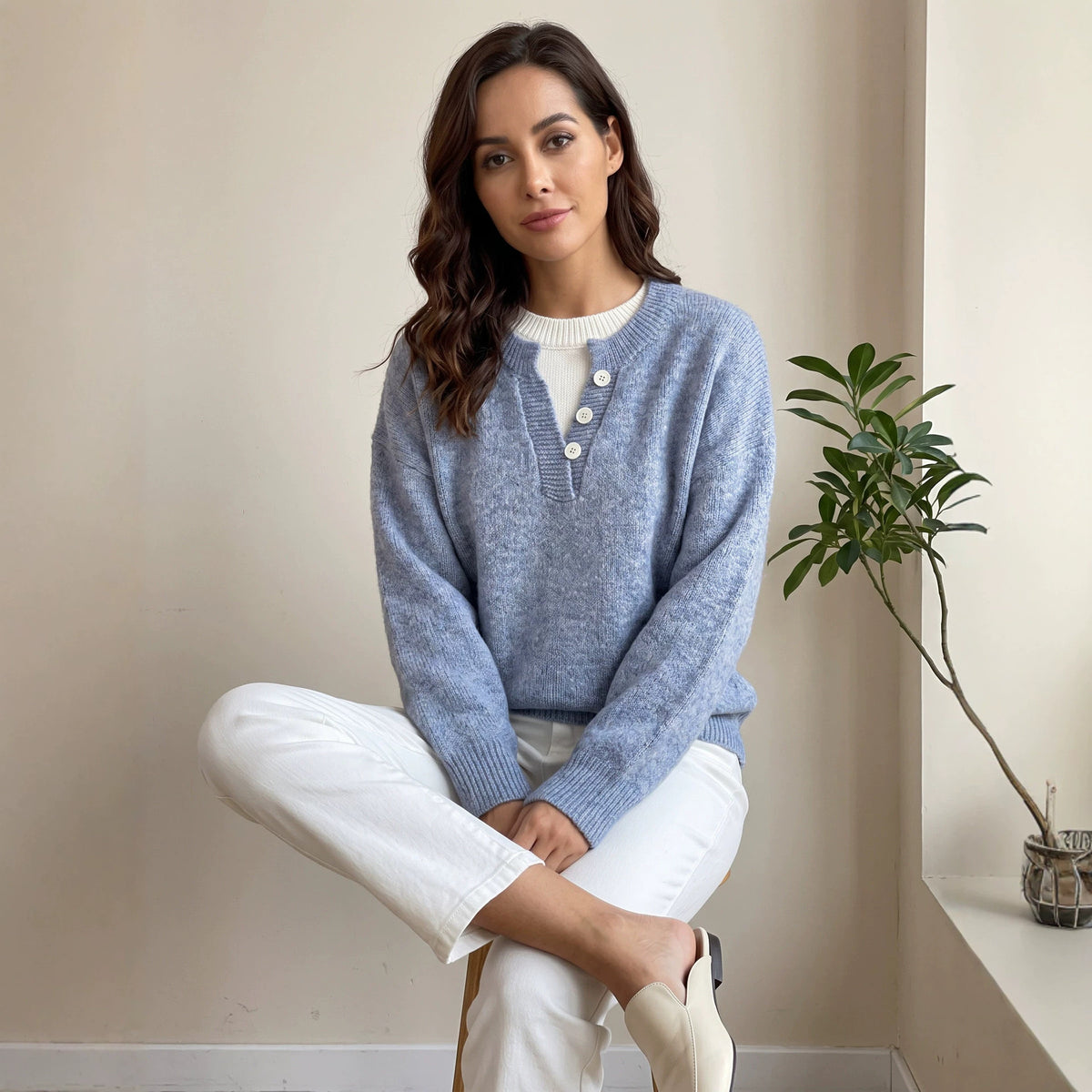 Pull femme effet deux pièces avec fermeture éclair - Moderne et enveloppant