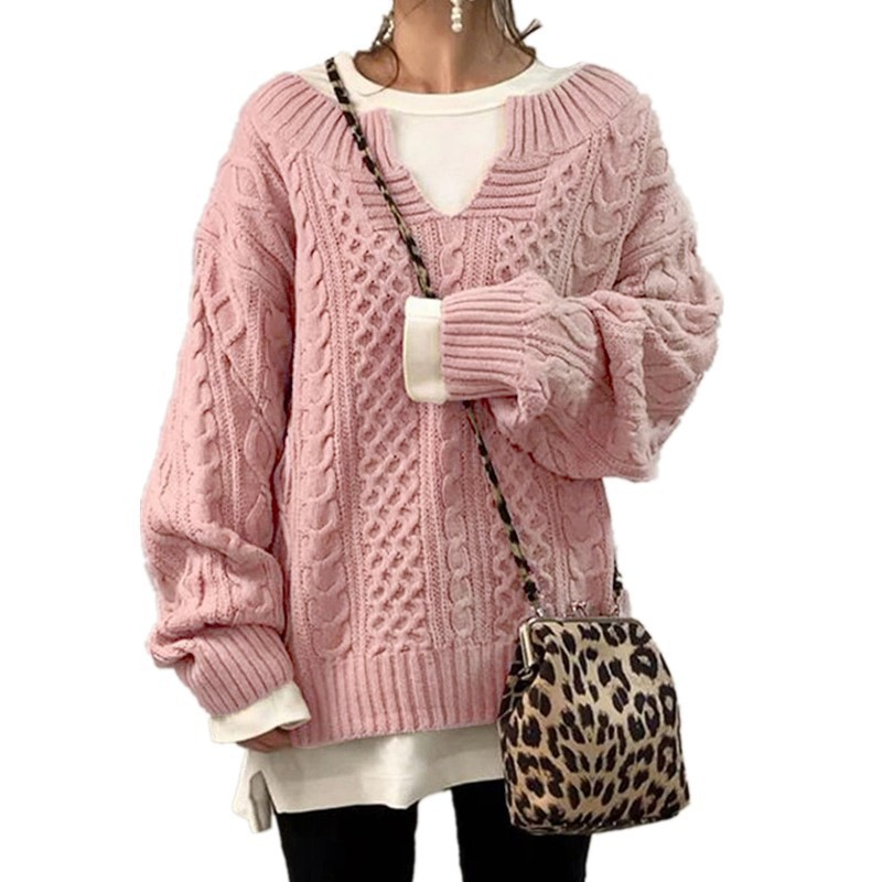 Pull épais pour femme à torsades - Chaud et décontracté