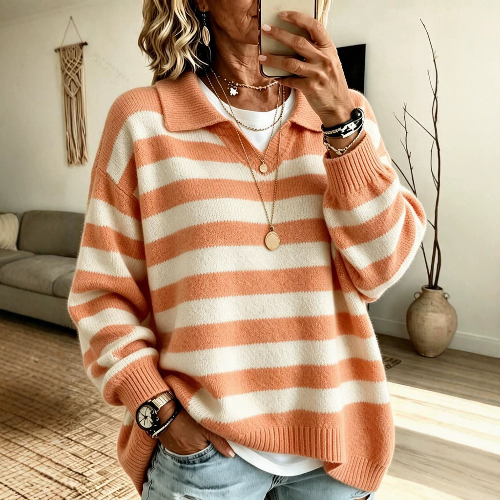 Suéter de mujer estilo marinero con bloques de color - Suave y estructurado