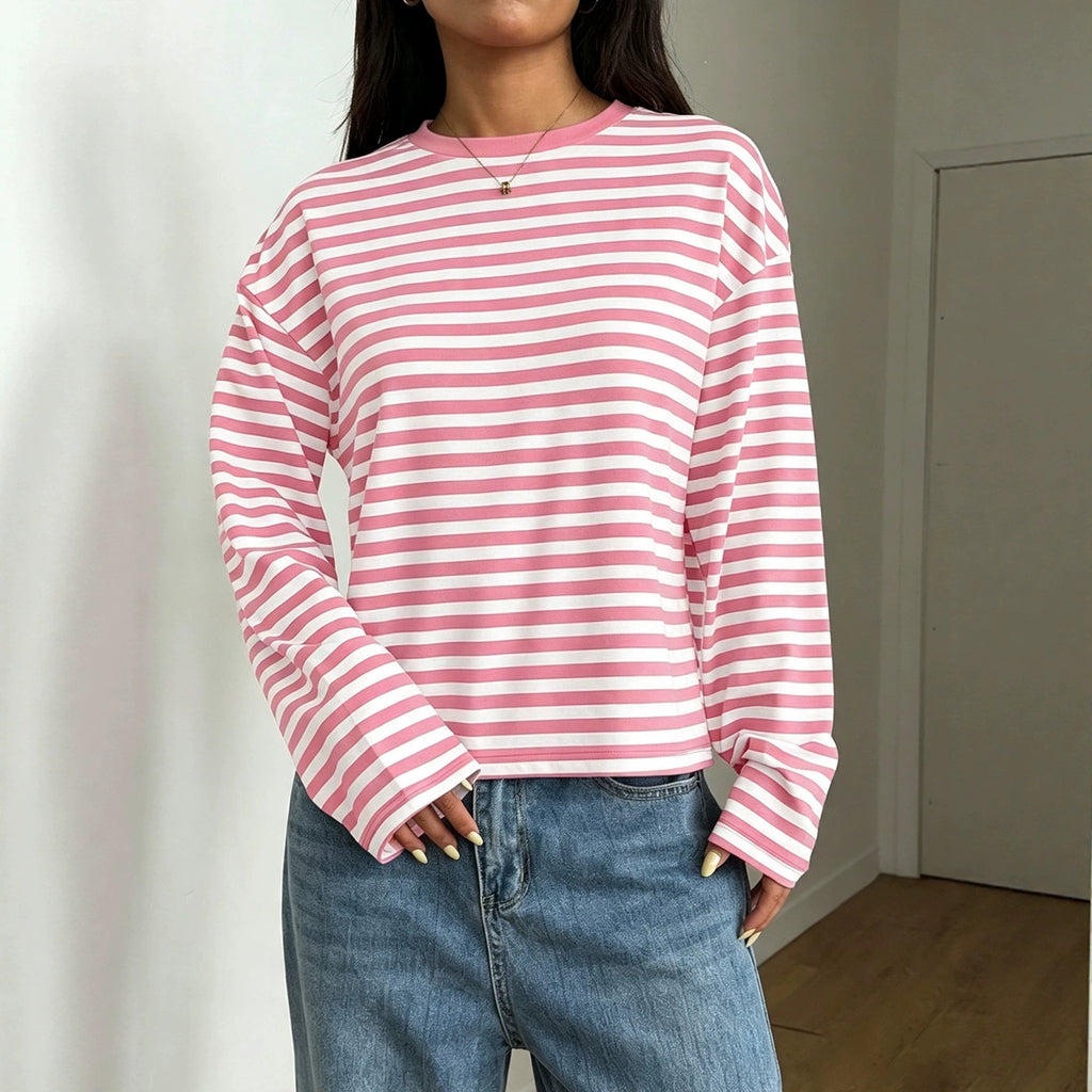 T-shirt femme à col rond color block - Doux et polyvalent