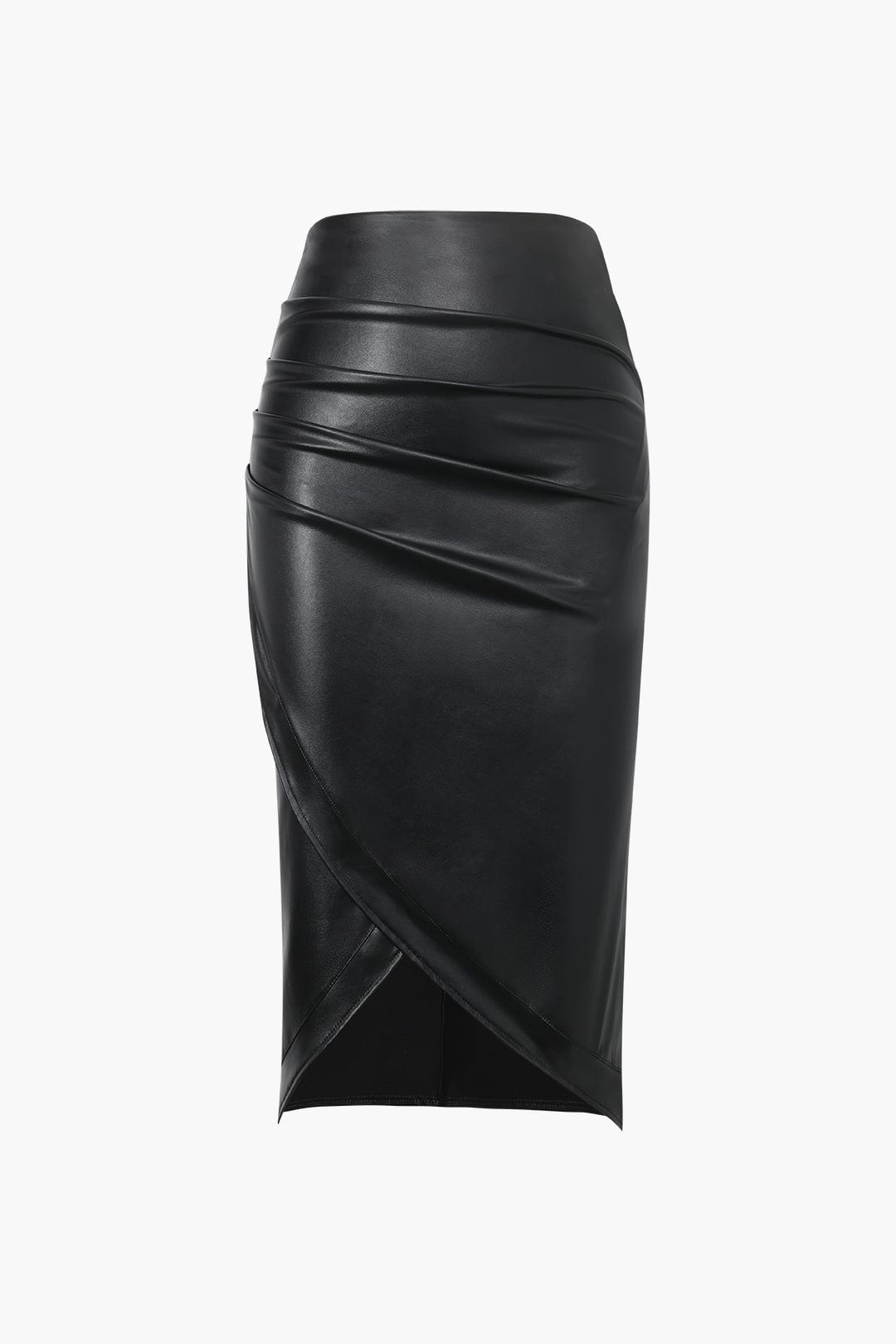 Gonna midi in similpelle da donna – Elegante asimmetrica aderente con motivo intrecciato