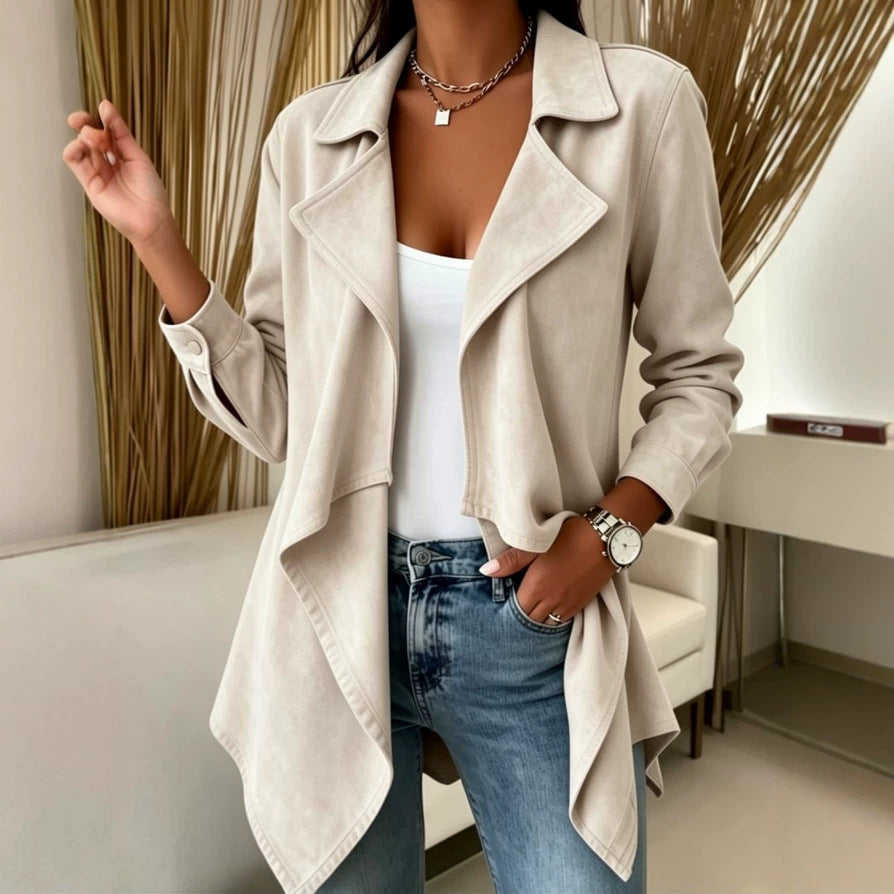 Veste mi-longue effet suède - Douce et élégante