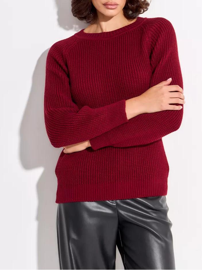 Pull femme en maille épaisse unie - Chaud, doux et polyvalent