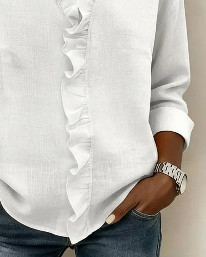 Lightweight women's blouse with a V-neck - Flowing and elegant