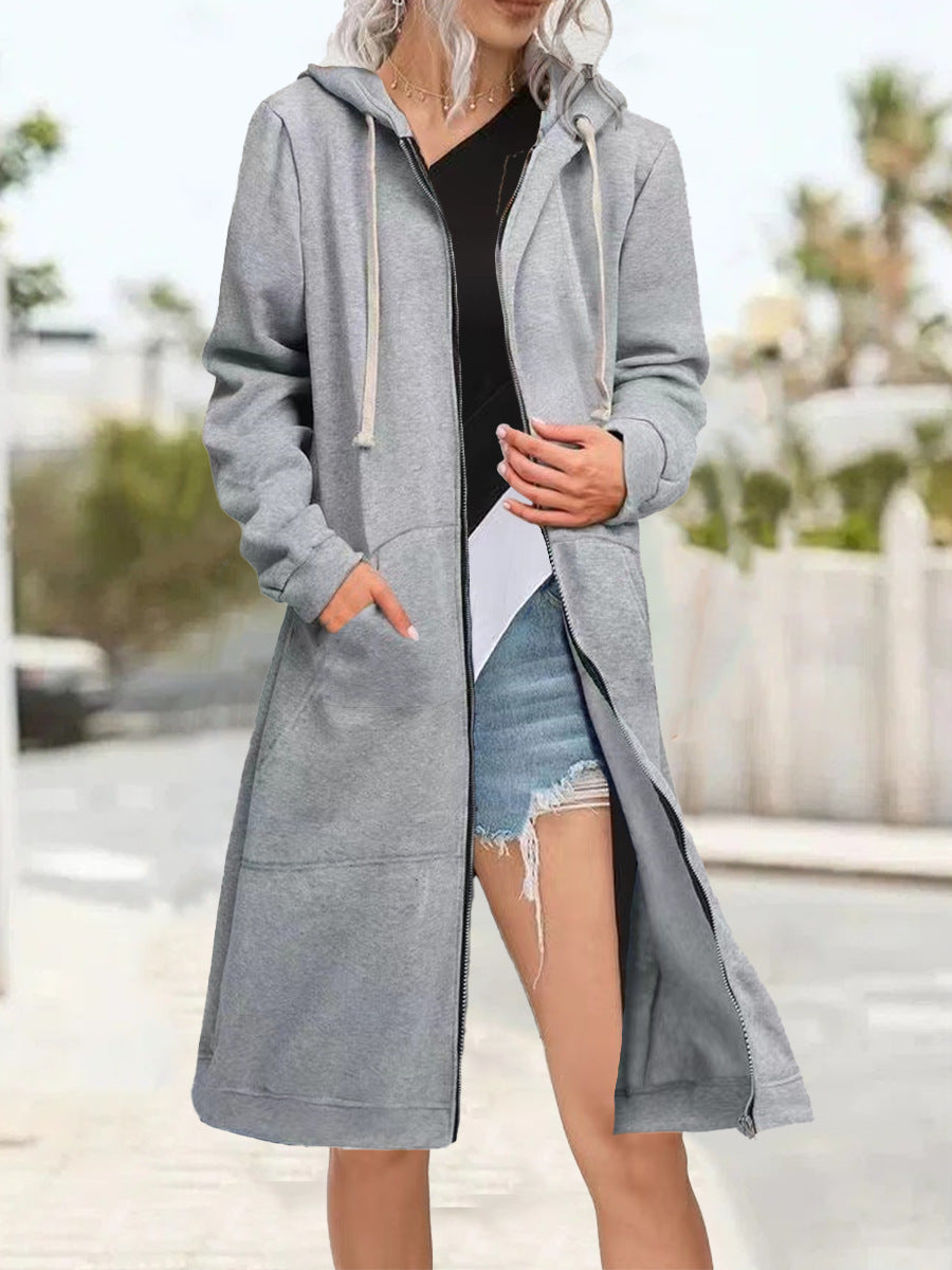 Cardigan oversize multicolor de mujer con cremallera y capucha suave