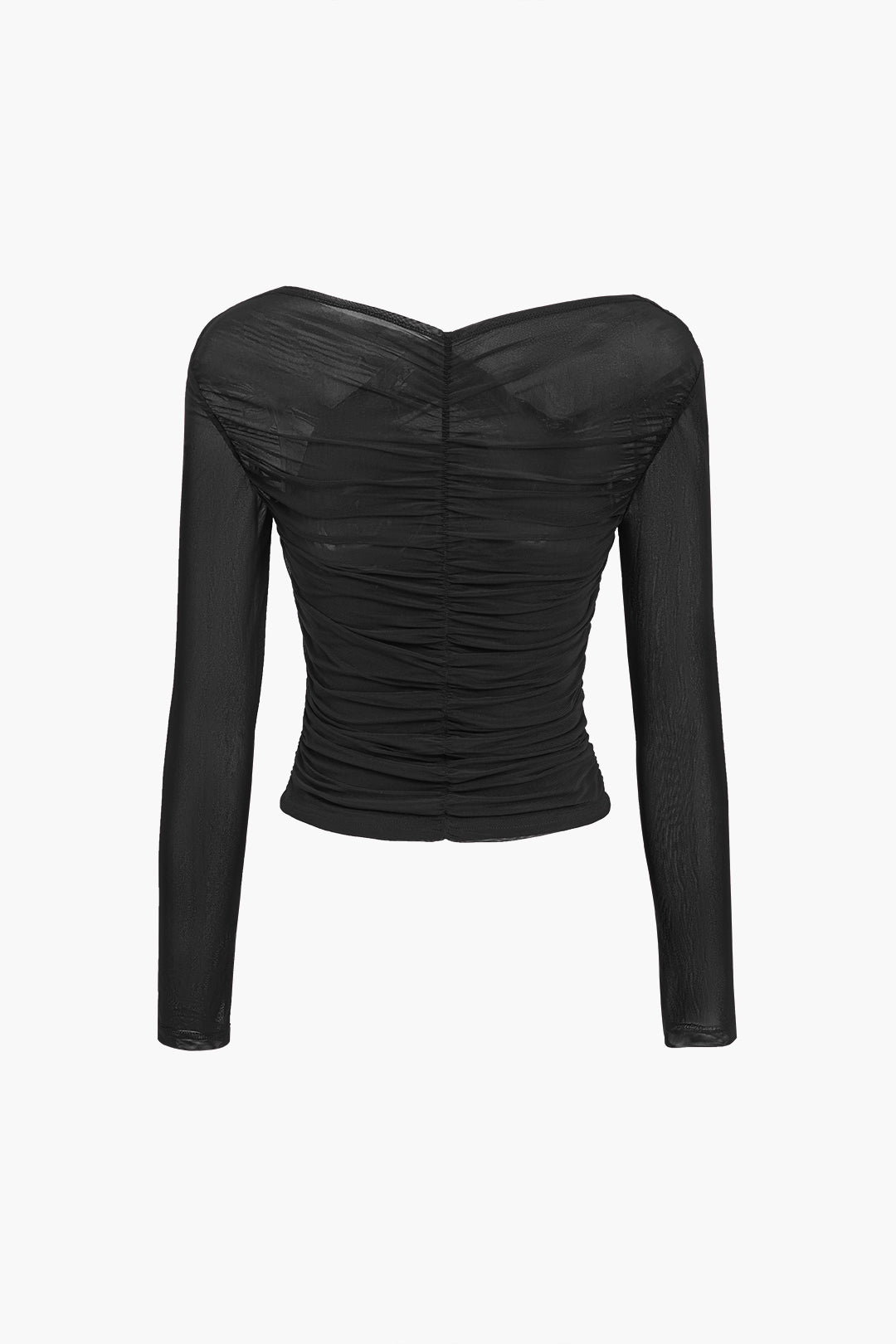 Camicetta da donna in rete drappeggiata – Maniche lunghe, elegante, casual, stile da lavoro