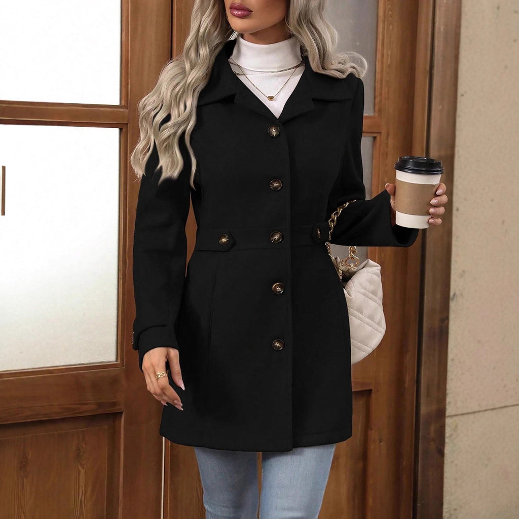 Cappotto monopetto da donna in misto lana – Elegante giacca di media lunghezza con revers