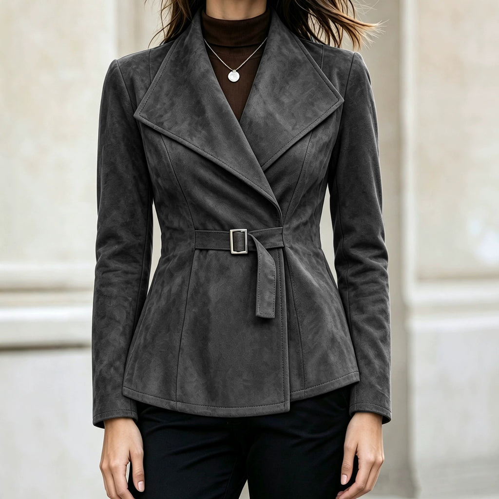 Cappotto donna effetto camoscio con revers – Elegante e di tendenza