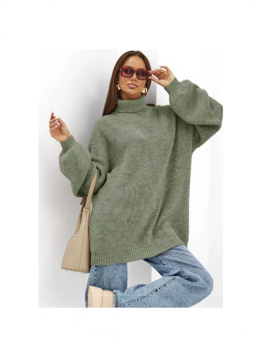 Top femme en maille à col montant - Tendance et chaud