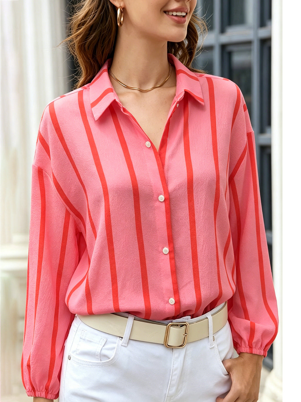 Blouse rayée pour femme à manches bouffantes - Légère et féminine