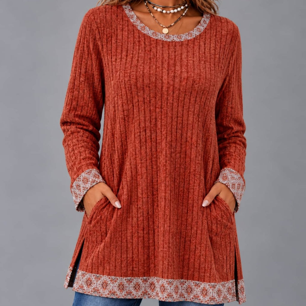Top long femme color block - Décontracté et moderne